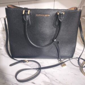 Michael Kors Black Structured Leather Tote